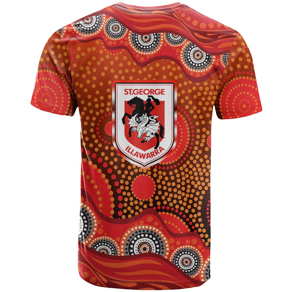 St. George Illawarra Dragons T Shirt Aboriginal Dot Pattern - Rugby Mascot Heritage Pride