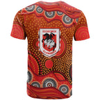 St. George Illawarra Dragons T Shirt Aboriginal Dot Pattern - Rugby Mascot Heritage Pride