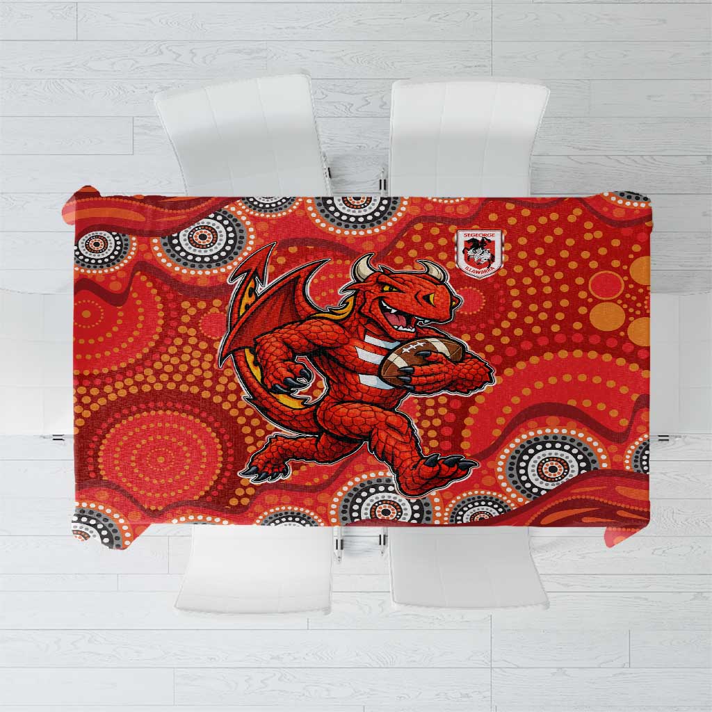 St. George Illawarra Dragons Tablecloth Aboriginal Dot Pattern - Rugby Mascot Heritage Pride
