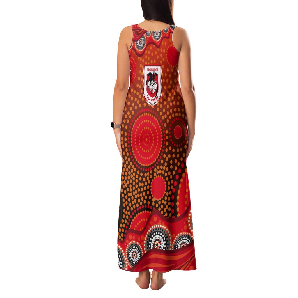 St. George Illawarra Dragons Tank Maxi Dress Aboriginal Dot Pattern - Rugby Mascot Heritage Pride