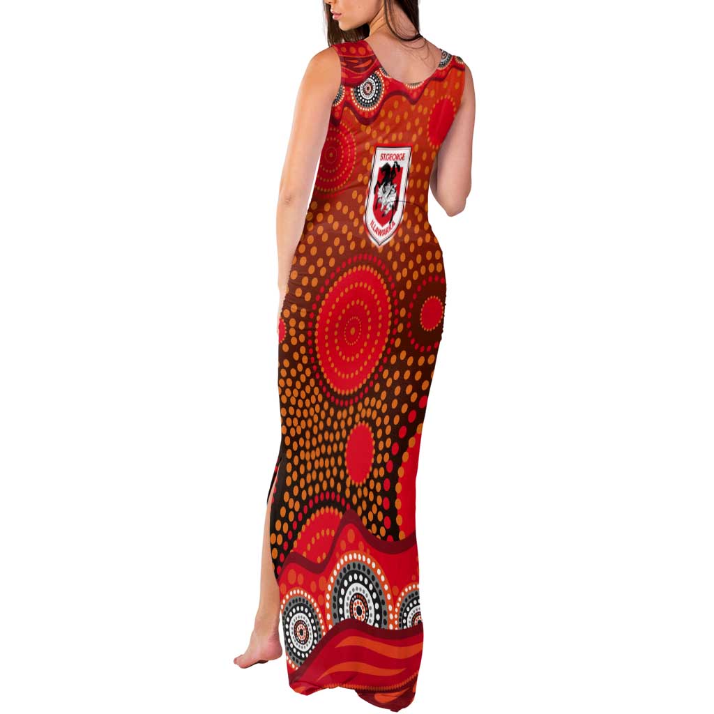 St. George Illawarra Dragons Tank Maxi Dress Aboriginal Dot Pattern - Rugby Mascot Heritage Pride