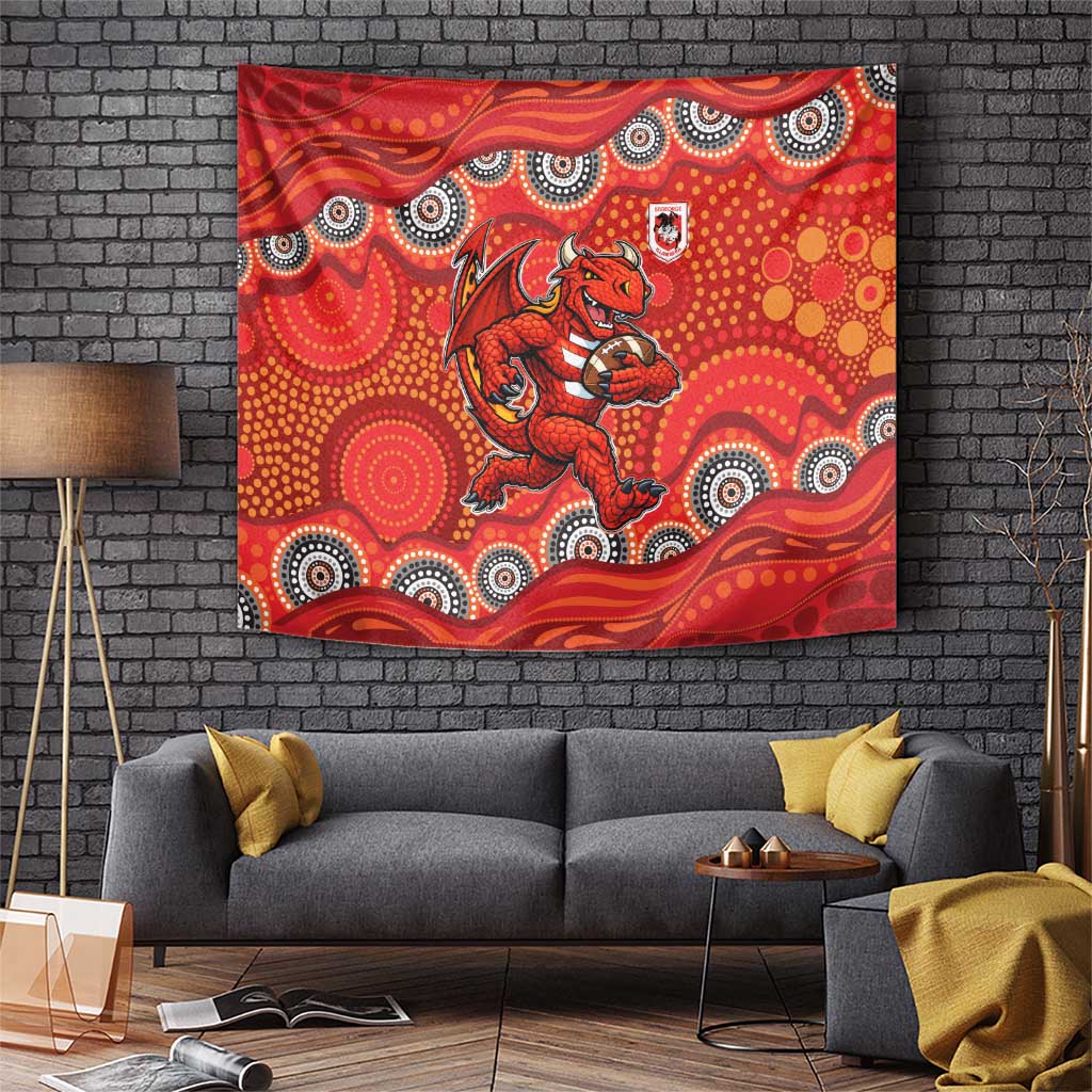 St. George Illawarra Dragons Tapestry Aboriginal Dot Pattern - Rugby Mascot Heritage Pride