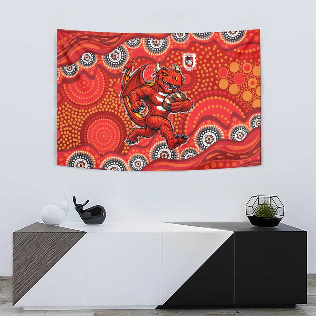St. George Illawarra Dragons Tapestry Aboriginal Dot Pattern - Rugby Mascot Heritage Pride