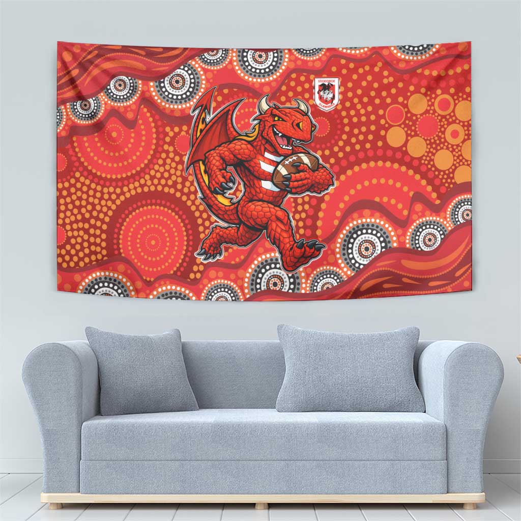 St. George Illawarra Dragons Tapestry Aboriginal Dot Pattern - Rugby Mascot Heritage Pride