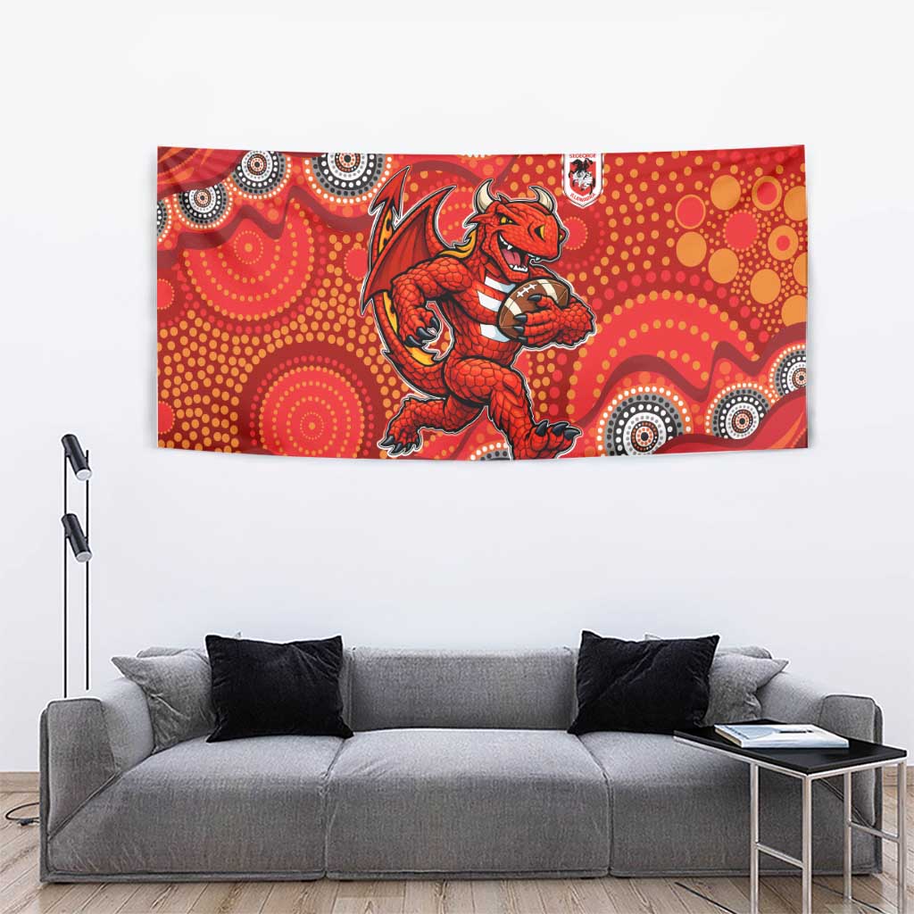 St. George Illawarra Dragons Tapestry Aboriginal Dot Pattern - Rugby Mascot Heritage Pride