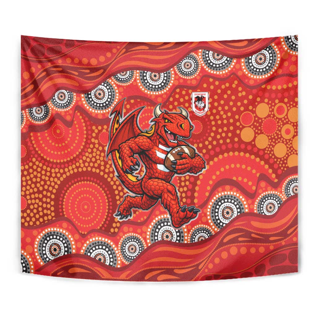 St. George Illawarra Dragons Tapestry Aboriginal Dot Pattern - Rugby Mascot Heritage Pride