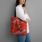 St. George Illawarra Dragons Tote Bag Aboriginal Dot Pattern - Rugby Mascot Heritage Pride