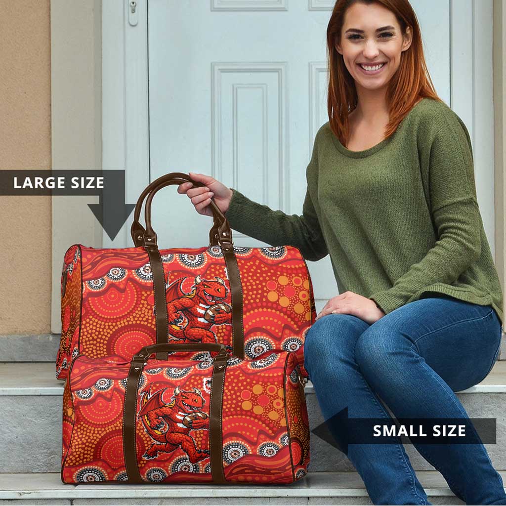 St. George Illawarra Dragons Travel Bag Aboriginal Dot Pattern - Rugby Mascot Heritage Pride