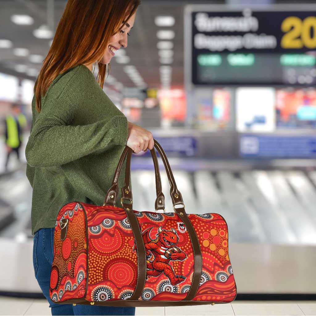 St. George Illawarra Dragons Travel Bag Aboriginal Dot Pattern - Rugby Mascot Heritage Pride