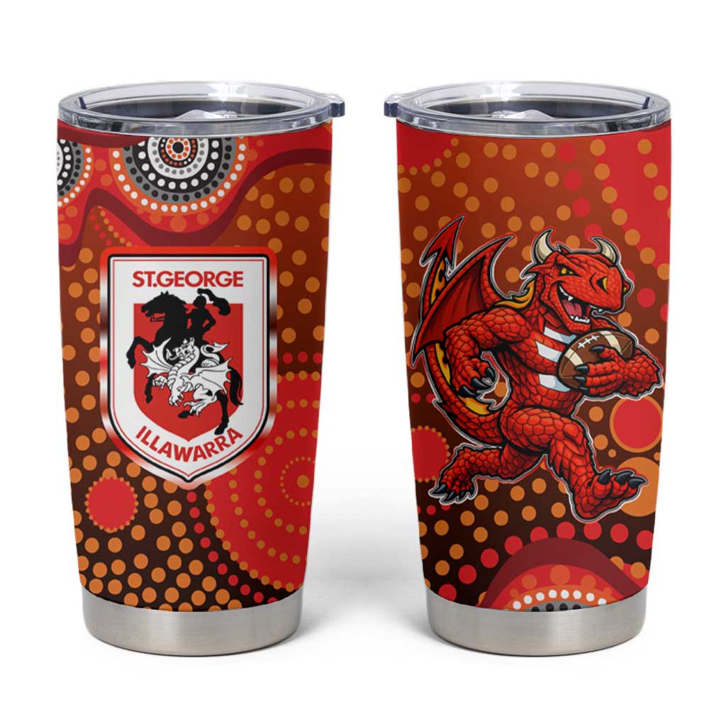 St. George Illawarra Dragons Tumbler Cup Aboriginal Dot Pattern - Rugby Mascot Heritage Pride