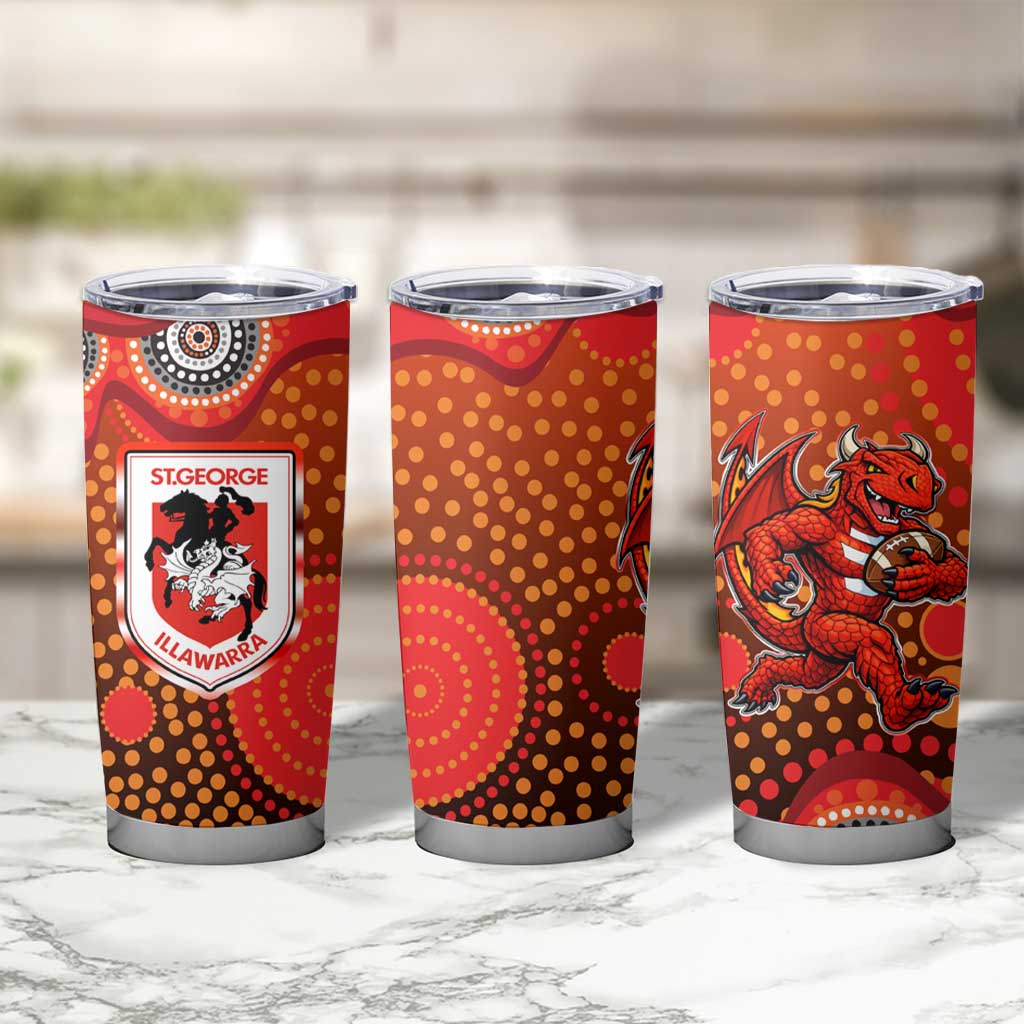 St. George Illawarra Dragons Tumbler Cup Aboriginal Dot Pattern - Rugby Mascot Heritage Pride