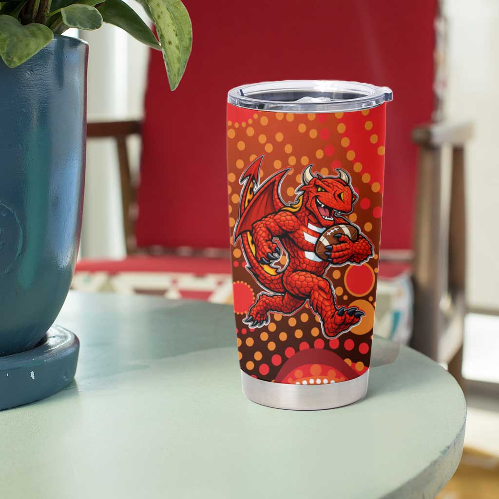 St. George Illawarra Dragons Tumbler Cup Aboriginal Dot Pattern - Rugby Mascot Heritage Pride