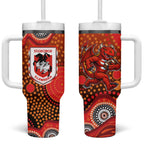 St. George Illawarra Dragons Tumbler With Handle Aboriginal Dot Pattern - Rugby Mascot Heritage Pride