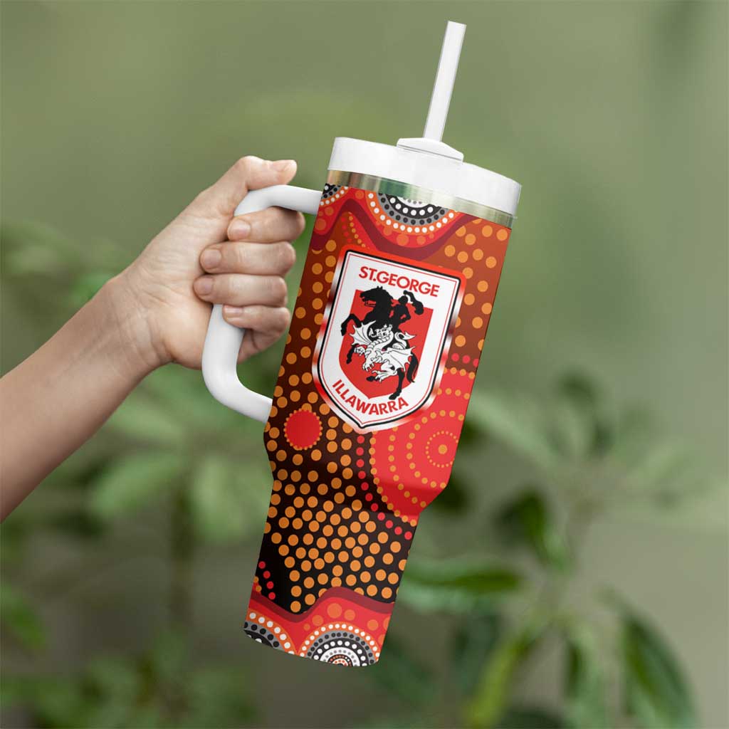 St. George Illawarra Dragons Tumbler With Handle Aboriginal Dot Pattern - Rugby Mascot Heritage Pride