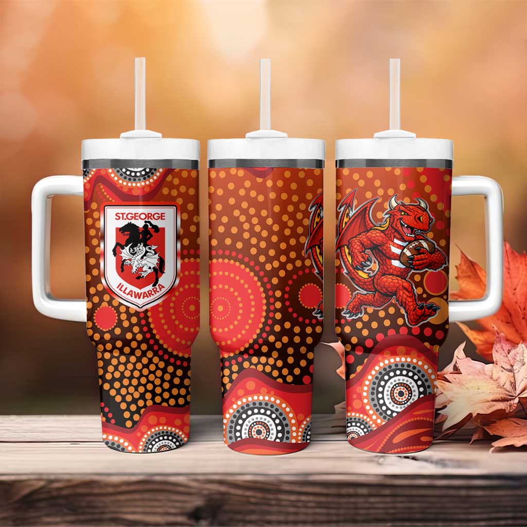 St. George Illawarra Dragons Tumbler With Handle Aboriginal Dot Pattern - Rugby Mascot Heritage Pride