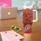 St. George Illawarra Dragons Tumbler With Handle Aboriginal Dot Pattern - Rugby Mascot Heritage Pride