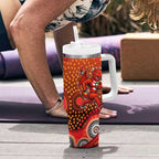 St. George Illawarra Dragons Tumbler With Handle Aboriginal Dot Pattern - Rugby Mascot Heritage Pride