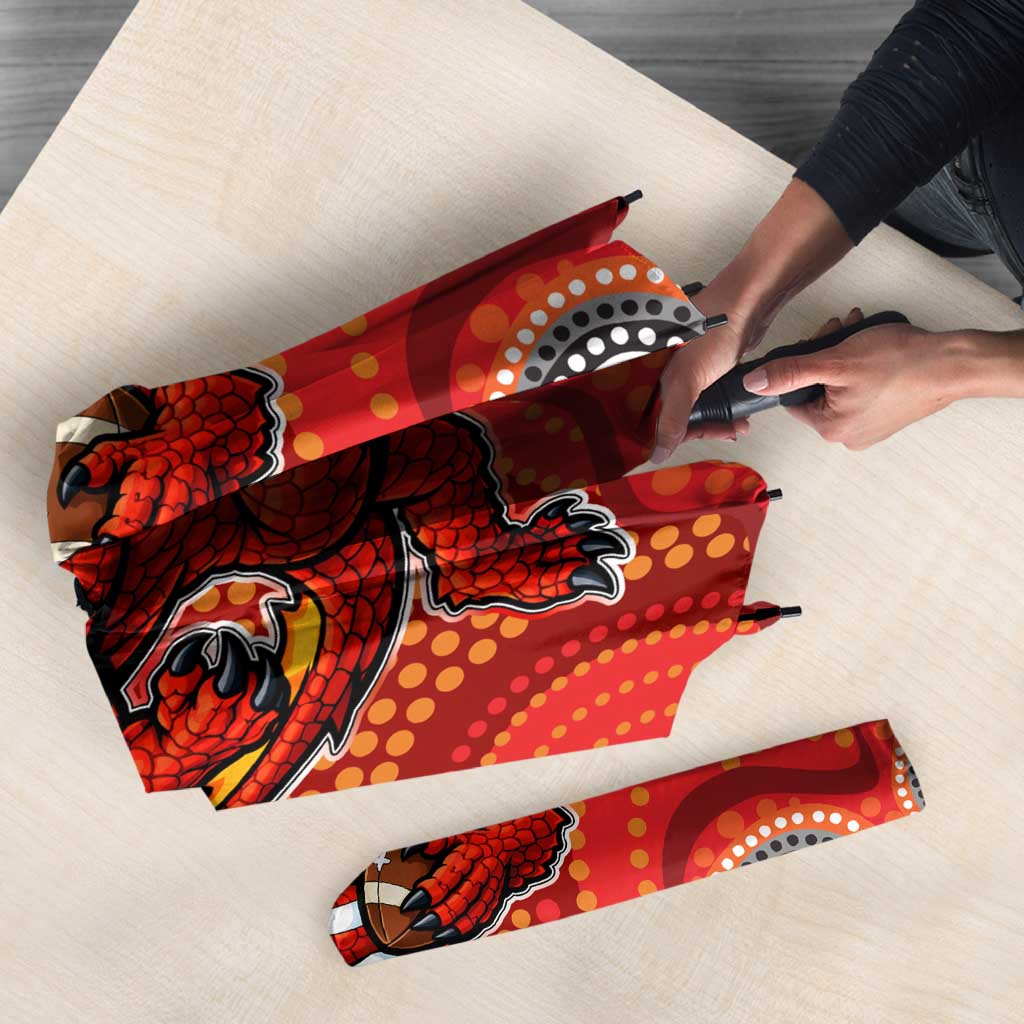 St. George Illawarra Dragons Umbrella Aboriginal Dot Pattern - Rugby Mascot Heritage Pride