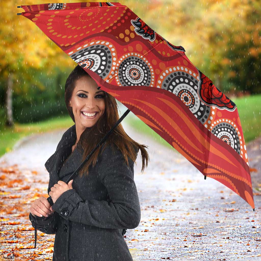 St. George Illawarra Dragons Umbrella Aboriginal Dot Pattern - Rugby Mascot Heritage Pride