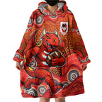 St. George Illawarra Dragons Wearable Blanket Hoodie Aboriginal Dot Pattern - Rugby Mascot Heritage Pride