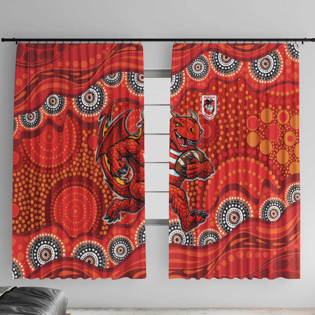 St. George Illawarra Dragons Window Curtain Aboriginal Dot Pattern - Rugby Mascot Heritage Pride