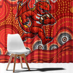 St. George Illawarra Dragons Window Curtain Aboriginal Dot Pattern - Rugby Mascot Heritage Pride