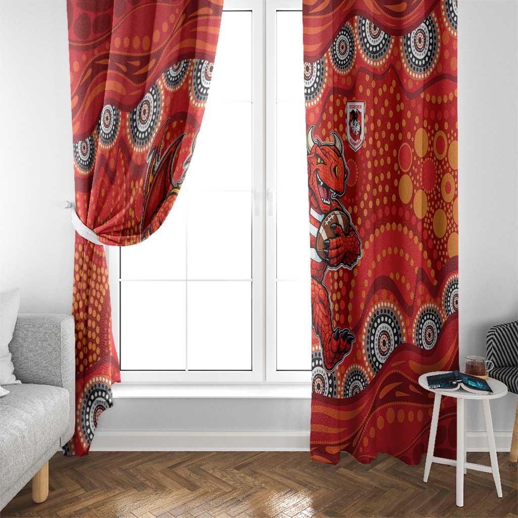 St. George Illawarra Dragons Window Curtain Aboriginal Dot Pattern - Rugby Mascot Heritage Pride