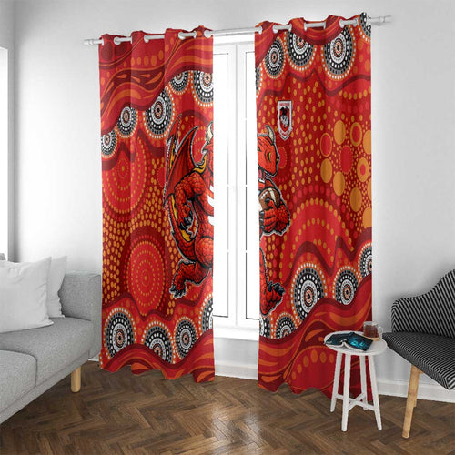 St. George Illawarra Dragons Window Curtain Aboriginal Dot Pattern - Rugby Mascot Heritage Pride