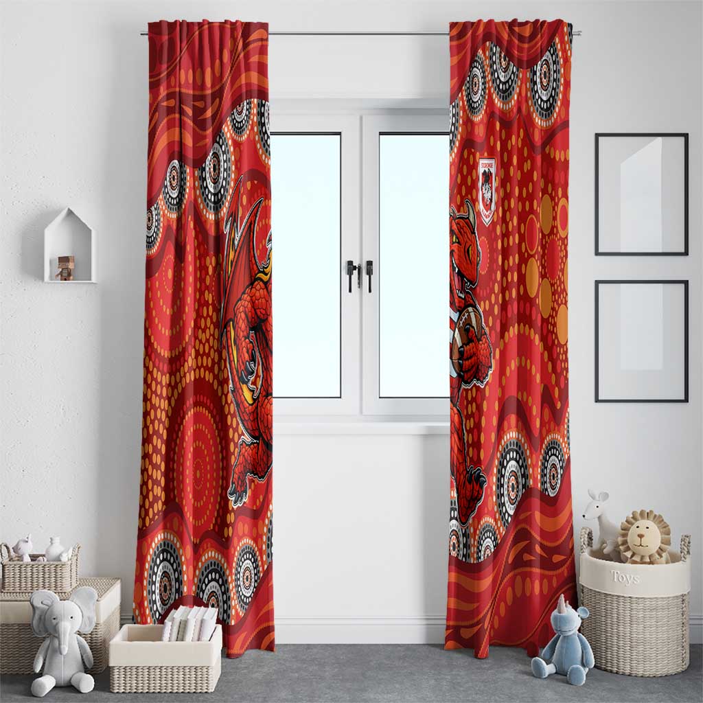St. George Illawarra Dragons Window Curtain Aboriginal Dot Pattern - Rugby Mascot Heritage Pride