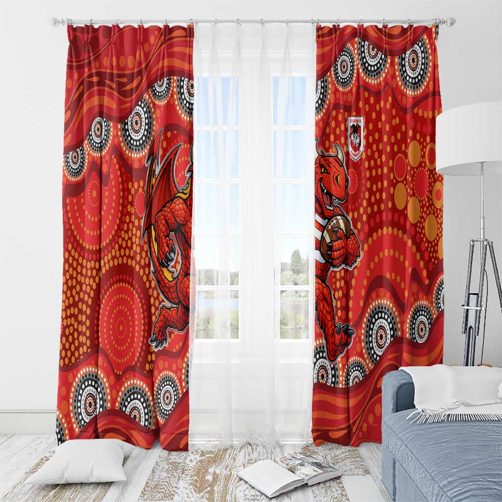 St. George Illawarra Dragons Window Curtain Aboriginal Dot Pattern - Rugby Mascot Heritage Pride