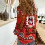 St. George Illawarra Dragons Women Casual Shirt Aboriginal Dot Pattern - Rugby Mascot Heritage Pride