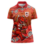 St. George Illawarra Dragons Women Polo Shirt Aboriginal Dot Pattern - Rugby Mascot Heritage Pride