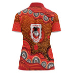 St. George Illawarra Dragons Women Polo Shirt Aboriginal Dot Pattern - Rugby Mascot Heritage Pride