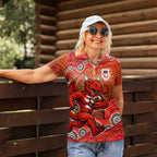 St. George Illawarra Dragons Women Polo Shirt Aboriginal Dot Pattern - Rugby Mascot Heritage Pride
