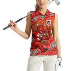 St. George Illawarra Dragons Women Sleeveless Polo Shirt Aboriginal Dot Pattern - Rugby Mascot Heritage Pride