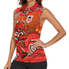 St. George Illawarra Dragons Women Sleeveless Polo Shirt Aboriginal Dot Pattern - Rugby Mascot Heritage Pride