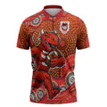 St. George Illawarra Dragons Zipper Polo Shirt Aboriginal Dot Pattern - Rugby Mascot Heritage Pride