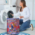 Sydney Roosters Laundry Basket Aboriginal Dot Pattern - Rugby Mascot Heritage Pride