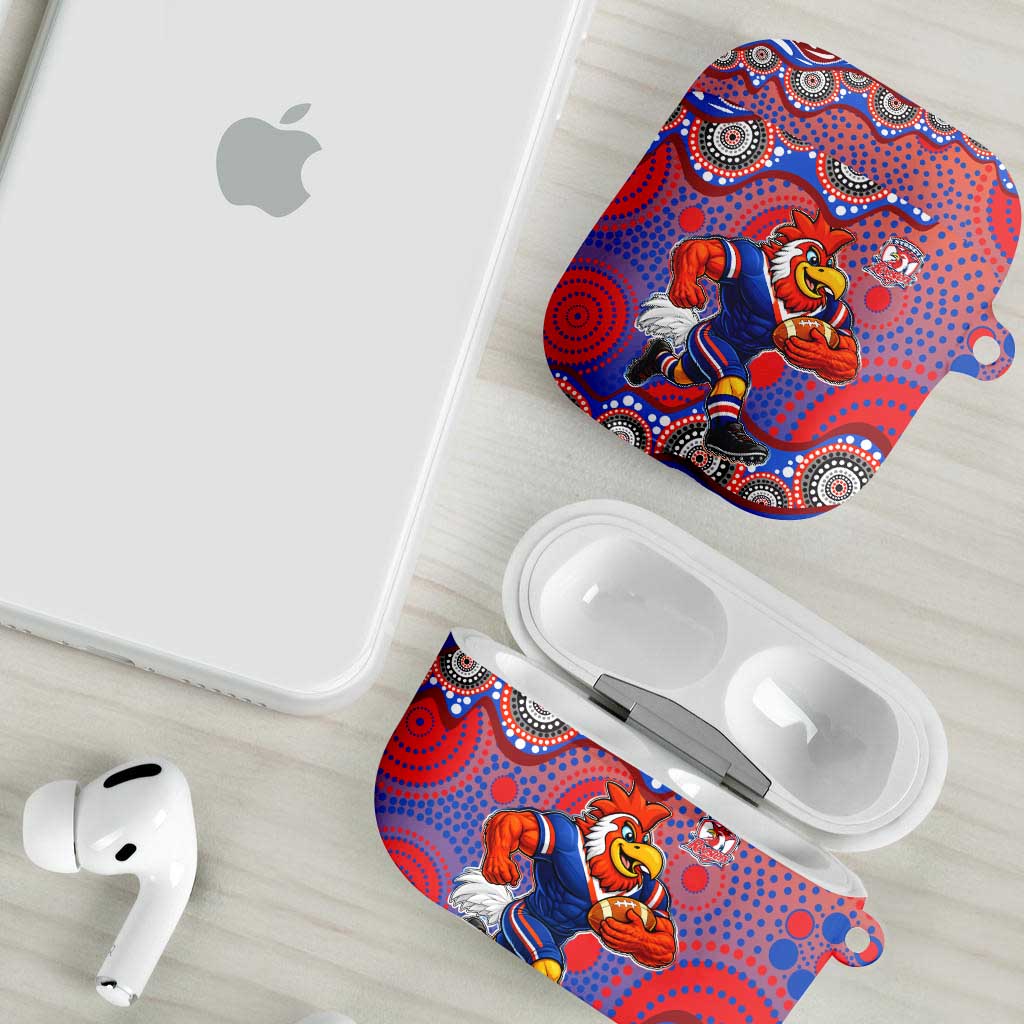 Sydney Roosters AirPods Case Aboriginal Dot Pattern - Rugby Mascot Heritage Pride