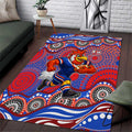 Sydney Roosters Area Rug Aboriginal Dot Pattern - Rugby Mascot Heritage Pride