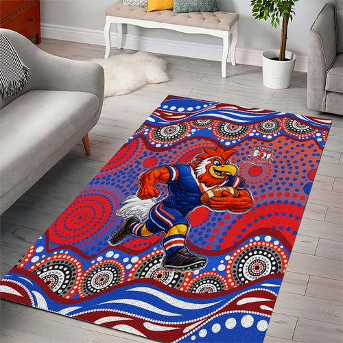 Sydney Roosters Area Rug Aboriginal Dot Pattern - Rugby Mascot Heritage Pride