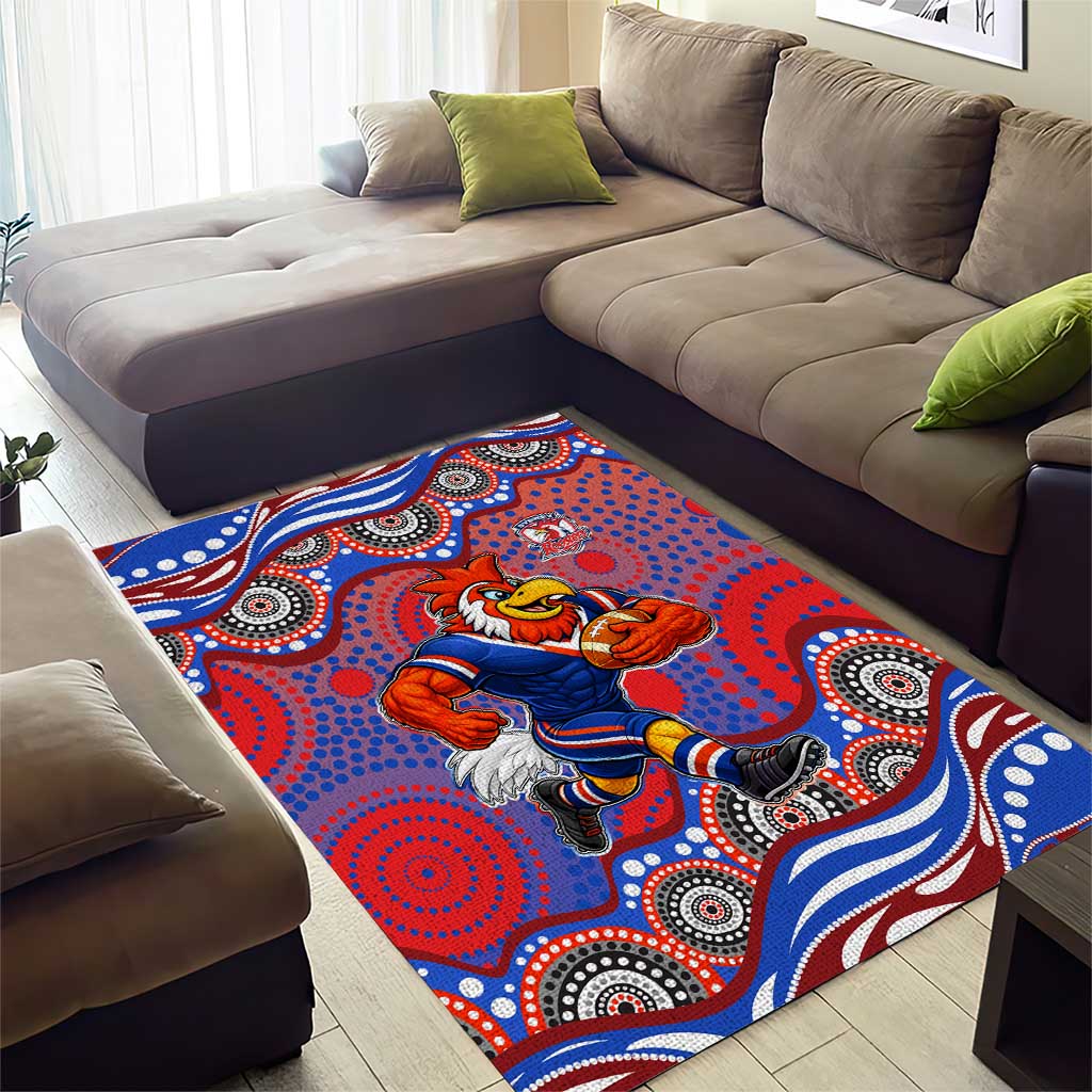 Sydney Roosters Area Rug Aboriginal Dot Pattern - Rugby Mascot Heritage Pride