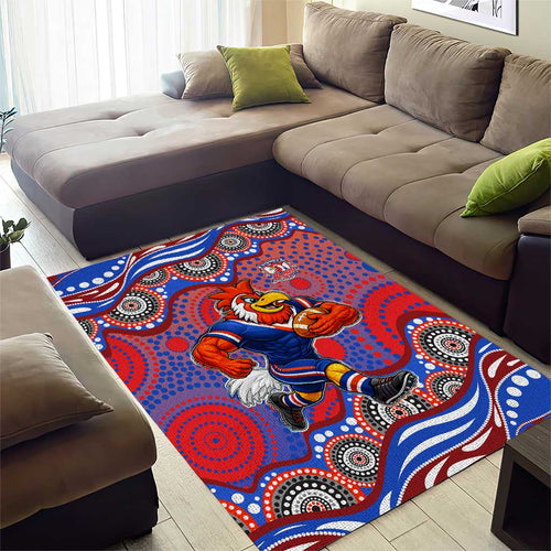Sydney Roosters Area Rug Aboriginal Dot Pattern - Rugby Mascot Heritage Pride