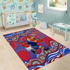 Sydney Roosters Area Rug Aboriginal Dot Pattern - Rugby Mascot Heritage Pride
