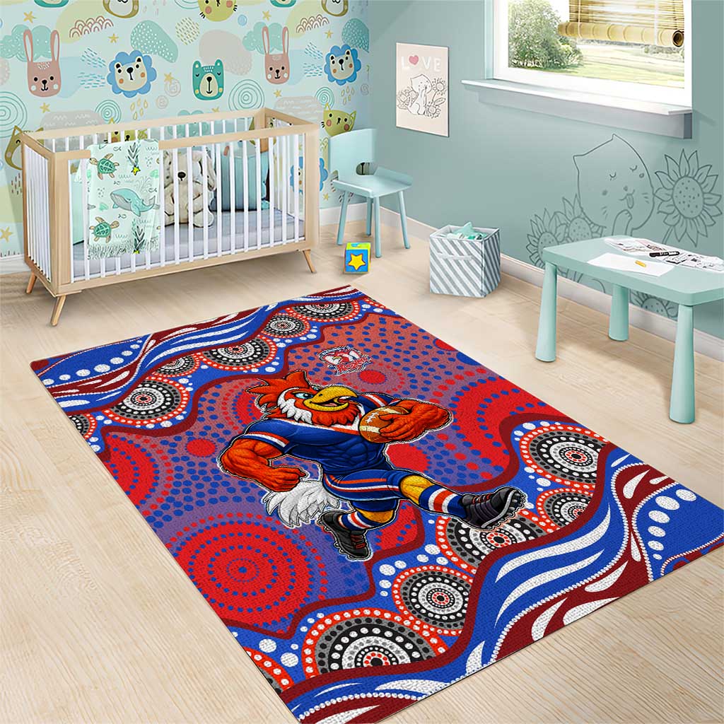 Sydney Roosters Area Rug Aboriginal Dot Pattern - Rugby Mascot Heritage Pride