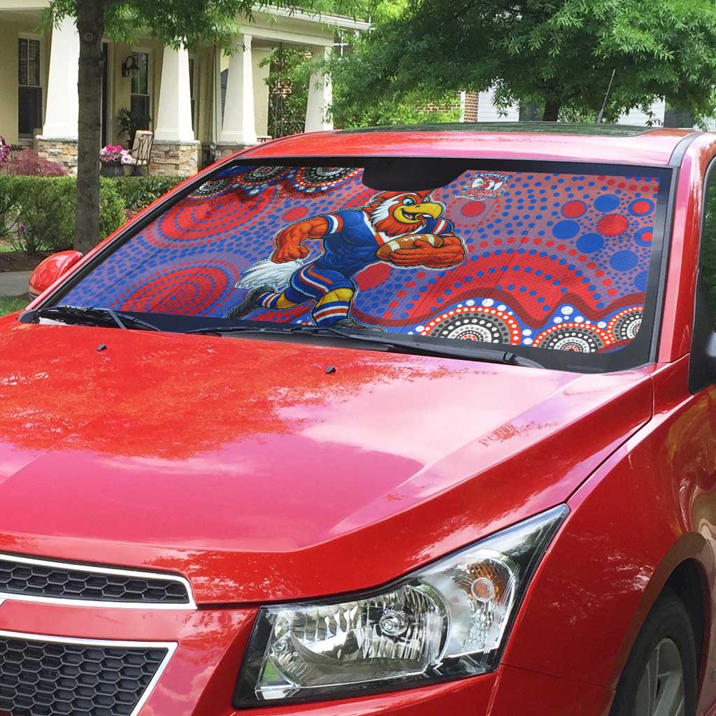 Sydney Roosters Auto Sun Shade Aboriginal Dot Pattern - Rugby Mascot Heritage Pride