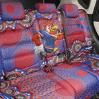 Sydney Roosters Back Car Seat Cover Aboriginal Dot Pattern - Rugby Mascot Heritage Pride
