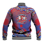 Sydney Roosters Baseball Jacket Aboriginal Dot Pattern - Rugby Mascot Heritage Pride