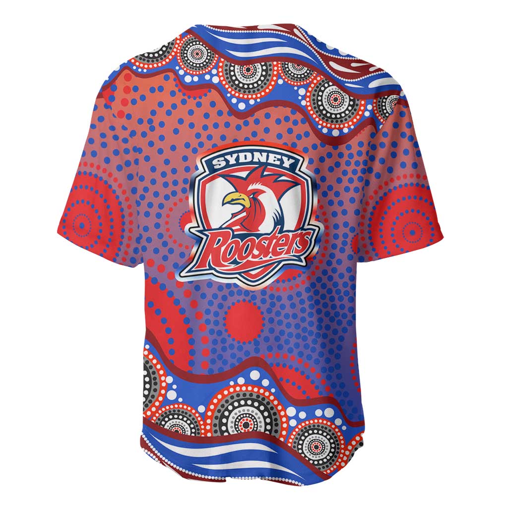 Sydney Roosters Baseball Jersey Aboriginal Dot Pattern - Rugby Mascot Heritage Pride