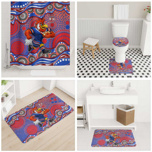 Sydney Roosters Bathroom Set Aboriginal Dot Pattern - Rugby Mascot Heritage Pride